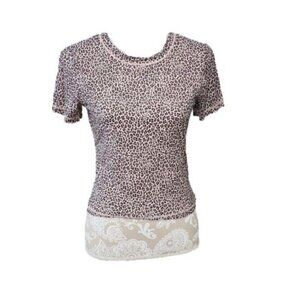 Fabletics Naked Feel Tee Dusty Rose Leopard Short Sleeve NWT Women's Medium